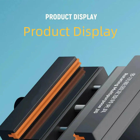 Rotatable Phone Fixture Tool with degree adjustable clamp showing powerful suction cup, silicone frame on display.