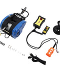 Huge 1100 Lb Electric Winch With Wireless Remote And 98 Foot Cable, Powerful 1800W Motor, included accessories.
