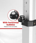 16 Foot Aluminum Leveling Rod With 5 Section Telescopic Design Dual Sided Feet And Tenths Scale Bubble Level With Carrying Case For Surveying Laser Alignment Walls And Floors Waterproof And Rustproof horizontal bubble level detail on aluminum leveling rod