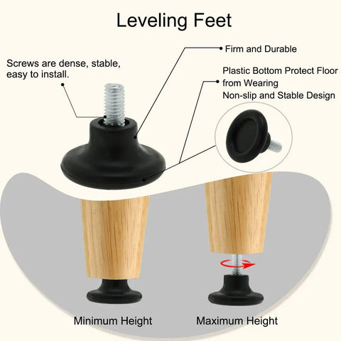 M8 Threaded Furniture Glide Leveling Feet With Floor Protector Pads, adjustable height demonstration on chair leg.