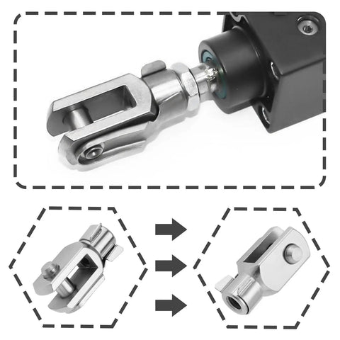 Two Pack M6x1 Thread 32mm Length Beefy Air Cylinder Rod Clevis End Yoke Fork Joint With Spring Pin Zinc Plated Steel For Electronic Automatic Equipment And Heavy Duty Automation Projects installed on pneumatic cylinder rod