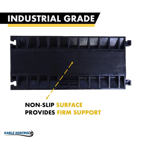 Beefy 3 Channel Cable Protector Ramp With 35 Inch Length Durable Rubber Wire Guard Black And Yellow 24000 Lbs Load