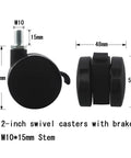 Zero Hassle Office Chair Caster Wheels Replacement Featuring Smooth Rolling Polyurethane Swivel Feet With Reliable Brake Locks And Real Deal M10 Threaded Stem Kit, 2-inch swivel casters with brakes.