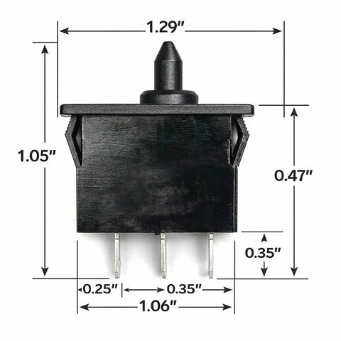 Direct Swap Replacement Mini Accelerator Pedal Switch, Three Pin Plunger Foot Switch Fits MEPU0005X And MEPU0005P Rides dimensions 1.29" x 1.05".