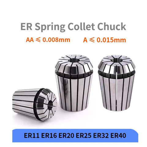 Heavy Duty Spring Collet Chuck For Engraving And Milling CNC Lathe Tools Includes ER11 16 20 25 32 40 Sizes with steel finish