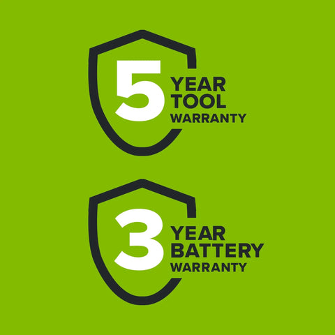 5 year tool warranty and 3 year battery warranty benefits for Heavy Duty Brushless Cordless Circular Saw Tool Only.