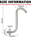 Diagram showing dimensions of the High Rise S Shaped Shower Arm Extender With Flange 10 Inch Brushed Nickel Shower Riser