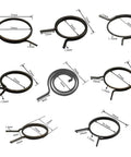Solid Stainless Steel Door Handle Springs You Won't Regret Buying, 5-Piece Torsion Latch Repair Kit That Fixes Limp Interior Levers And Restores Smooth Function On Any Right Or Left Door For Serious Home Fixes. Set of black torsion springs with labeled sizes.