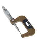 Compact 0 To 25 Mm Mechanical Outer Diameter Micrometer Featuring A Thin Rod Throat For Dialing In Dimensions On Spline Shafts And Precision Slots Built Rock Solid For The Daily Shop Grind, showing thin rod design.