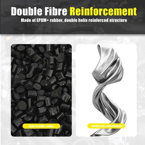 Inner 5/8 Inch Heater Hose, 6 Feet Long, Black With Safety Stripe, rubber composition and reinforced structure illustration