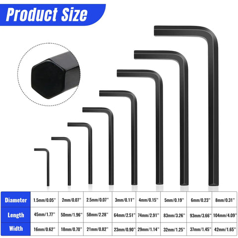 Solid Uxney Metric Allen Wrench Set Featuring 8 Essential Hex Keys From 1 5mm To 8mm With Black Oxide Finish For Tough Bike Repair Furniture Assembly And Auto Engine Giggles size chart