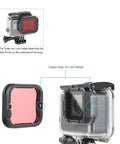 Waterproof Housing Case With Four Dive Filters For Hero 7 6 5 Black And Hero 2018 Red Light Red Magenta Plus 5x Macro Lenses.