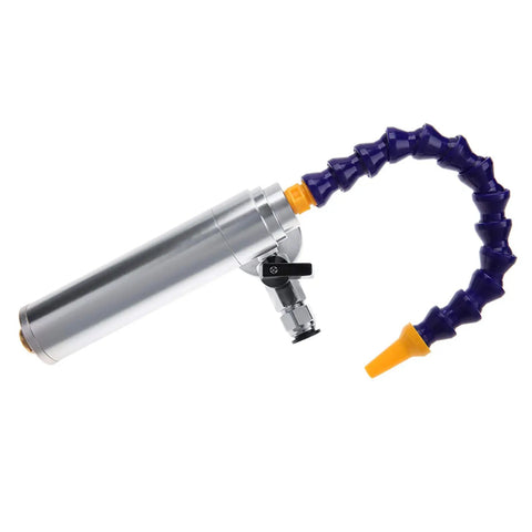 Heavy Duty Cold Air Blaster Pro Level Vortex Chiller With Flex Hose And Beefy Aluminum Build showing purple flexible hose and twist control knob.