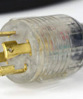 Close-up of lighted plug from 50 Ft Heavy Duty L14-30 Generator Extension Cord For Extreme Cold To -58F Flexible 10 Gauge SJEOW