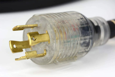 Close-up of lighted plug from 50 Ft Heavy Duty L14-30 Generator Extension Cord For Extreme Cold To -58F Flexible 10 Gauge SJEOW
