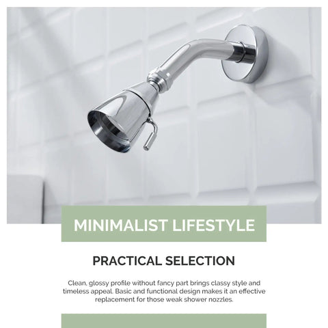 High Flow Shower Head With Brass Swivel Joint And Adjustable Sprayer Chrome Finish G One Half Inch Thread Easy Install