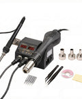 Powerful 2 In 1 Rework Station With 580 Watt Hot Air Gun And 60 Watt Soldering Iron, Digital Dual LED Display, tools laid out