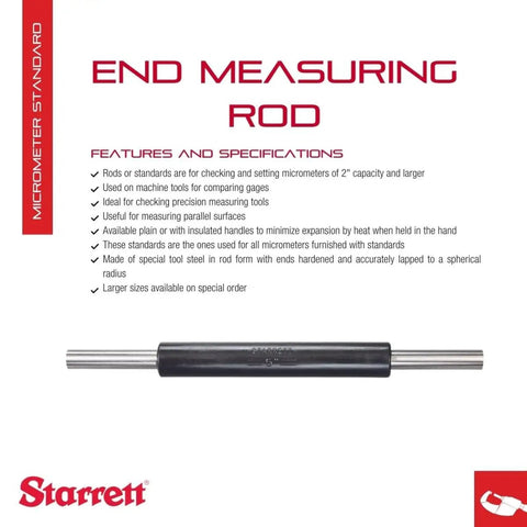 End Measuring Rod 5 Inch Long One Quarter Inch Diameter For Pro Grade Precision Micrometers Two Inch Capacity Or Larger And Machine Tool Gage Checks With Insulated Rubber Handle Ideal For The Shop Floor., 5 in steel rod with insulated handle