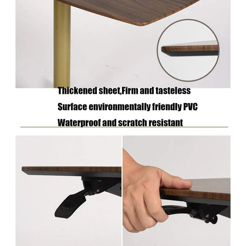 Rock Solid Mobile Laptop Desk With Fully Adjustable Rolling Casters close up of waterproof PVC surface and adjustable mechanism