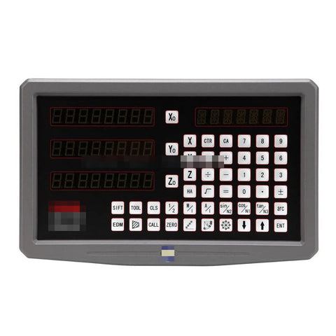 Heavy Duty Digital Calipers Plus Solid Three Axis Dro Setup Sds63v In Rugged Steel Case display with control buttons and readings.