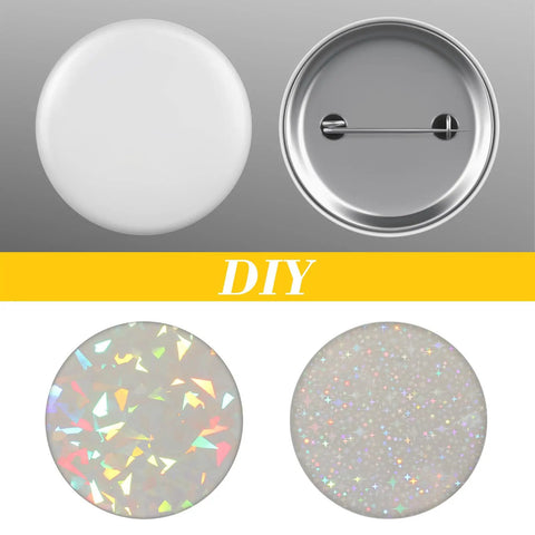 200 Pcs Button Maker Protective Film For 2.76 Inch Badges Holographic Glitter Film In 2 Styles