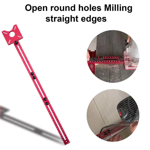 3 In 1 Router Milling Grooves Bracket cutting jig for straight edges and round holes in cabinet hardware template.