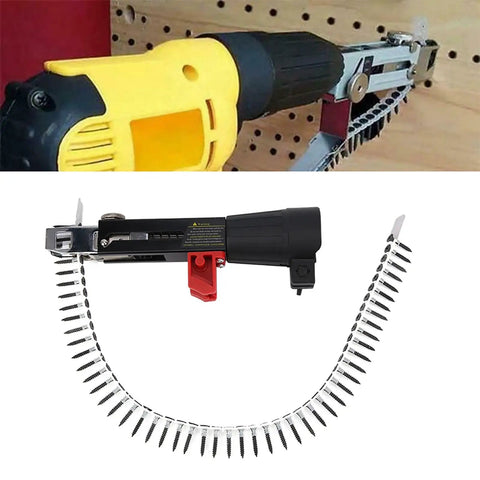 Auto Feed Electric Screw Gun Featuring Adjustable Depth And Badass Aluminum Build For Seamless Woodworking And Fast Gypsum Board Ceiling Jobs No Sweat Setup With Reliable Performance For Serious Makers in use with drill