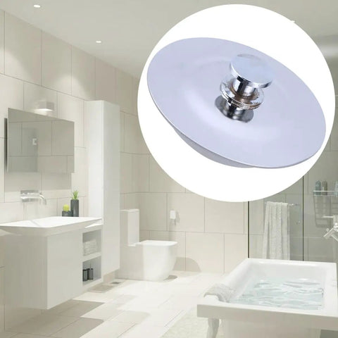 Stainless Steel Drain Stopper for Bathtub Plug, 40-45mm Flat Cover displayed in a modern bathroom setting.