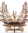 Mechanical Flower Etui Jewelry Box Kit Wood Model Craft For Gift Lovers, Petals Open When Base Ring Turns, Ballerina And Tree Of Luck Design, Scented Wood Keepsake For Your Special Someone, Pure Wow Factor. open wooden jewelry box on stand