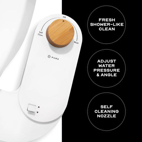 Bidet Attachment With Adjustable Water Pressure And Angle Controls For Your Toilet Fresh Water Real Bamboo Knob