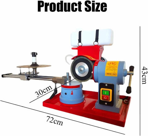 Boss Grade Circular Saw Blade Sharpener, 550W Electric Grinder For Carbide Tipped Teeth shown with dimensions 72cm x 30cm x 43cm.