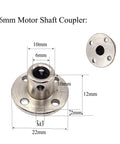 6mm Motor Shaft Couplers Set Metal Shaft Connectors With Allen Wrench And Locking Screws showing dimensions and design