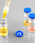 Ehoycq 2ml glass vials with blue plastic-aluminum flip caps; 10-pack for injections.