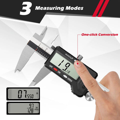 Pro Grade Precision Digital Caliper 0 To 6 Inch Measuring Tool With Auto Off And 0.001 Inch Accuracy Inch Fraction Millimeter Conversions