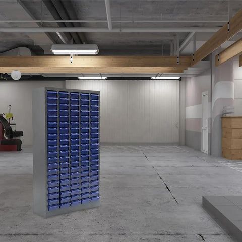 100 Drawer Parts Cabinet With ABS Drawers, Tool And Hardware Organizer Cabinet in workshop