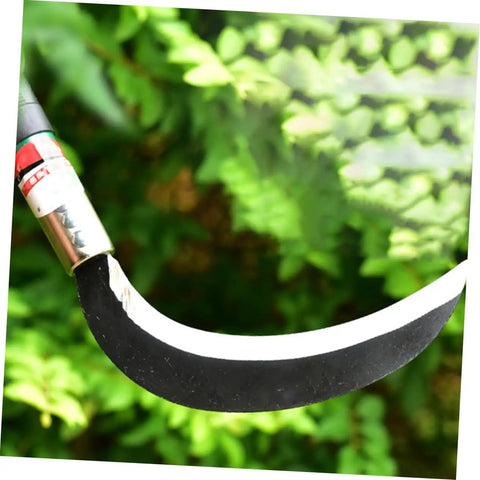 Close-up of manganese steel blade from Two Piece Manganese Steel Weeding Sickle Set With Short Handles For Durable Grass Cutting