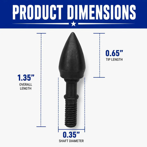 Top Notch 100 Percent USA Made Archery Field Points Six Pack 125 Grain Screw In Eight To Thirty Two Thread dimensions chart