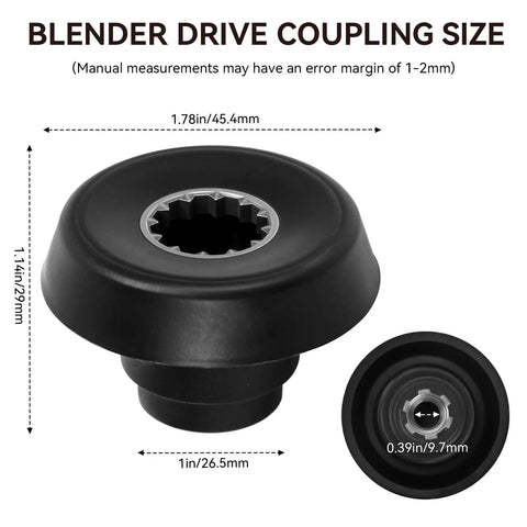 Heavy Duty Blender Drive Coupling Replacement For Xtreme Series Commercial Blenders High Torque Drive Socket Fits MX1000XT MX1100XT MX1200XT MX1050XT MX1300XT MX1500XT And Other Xtreme Series Models, 1.78 in black polymer, 29 mm