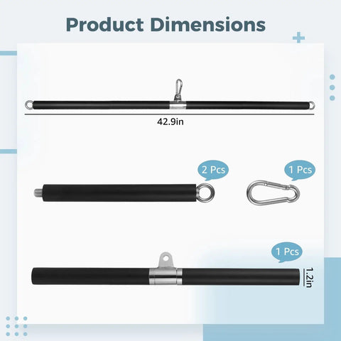 Dimensions of Beefy Lat Pulldown Bar With 360 Degree Swivel, Detachable Straight Bar, Non Slip EVA Wrapped Handles.