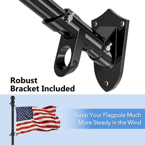Outdoor 6 Foot Flag Pole Kit For Home And Yard With Adjustable Length From 1.3 To 6 Feet Black Metal Residential And Commercial Flagpole With Two Position Bracket Mount Rust Resistant And Durable For American Flags