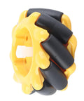 60mm mecanum wheel with yellow hub and black rollers for omnidirectional robot chassis
