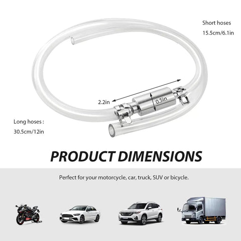 Brake Bleeder Hose Kit With One Way Valve And Clamps For Cars And Motorcycles, DIY Friendly Tool, Hoses 12in and 6.1in, Check Valve