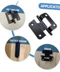 Kitchen cabinet door hinges, black iron, sturdy load-bearing hardware.
