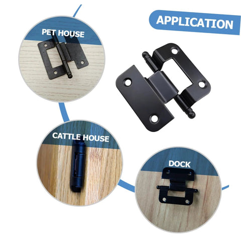 Kitchen cabinet door hinges, black iron, sturdy load-bearing hardware.