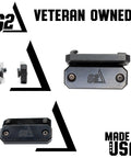 External Forend Weight Kit For M-LOK Rails, 12 Oz nitride coated carbon steel, shown from front and side angles, made in USA.