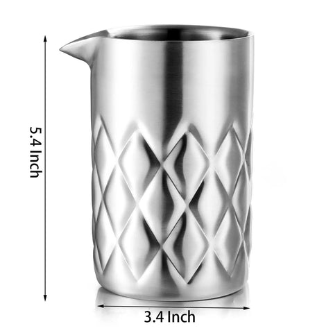 Kickback Ready 18 Oz Stainless Steel Cocktail Mixing Glass With A Weighted Base And Double Wall Construction, 5.4 x 3.4 inches.