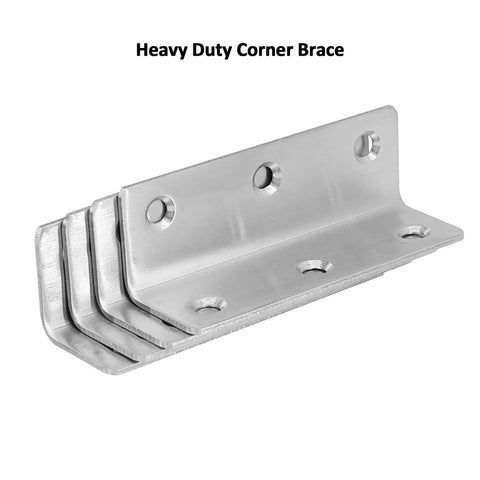 Heavy Duty L Bracket Shelf Braces 3.2 Inch, 4 Pack Stainless Steel Corner Braces For Wood Shelves And Furniture, Polished Silver