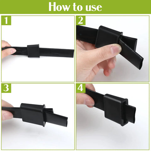 Steps to install 25 Pack Folding Drip Tape Row End Caps For Garden Irrigation, 5 By 8 Inch Fit