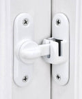 White Barn Door Latch Set With 90/180 Degree Gate Lock Ideal For Cabinets Sliding Doors And Bathrooms Zinc Alloy Right Angle Door Lock Latch No Fuss Install And Solid Security installed on door