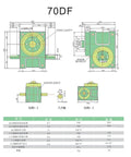 Technical drawing of Heavy Duty 70DF Cam Indexer 180 Degree Indexing Device For Industrial Automation showing dimensions and specifications.